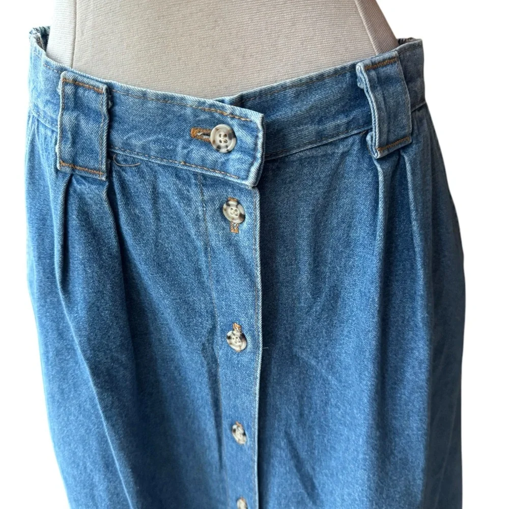 Y2K‎ Liz Claiborne Lizwear Front Button Down Denim Skirt w/Hip Pockets